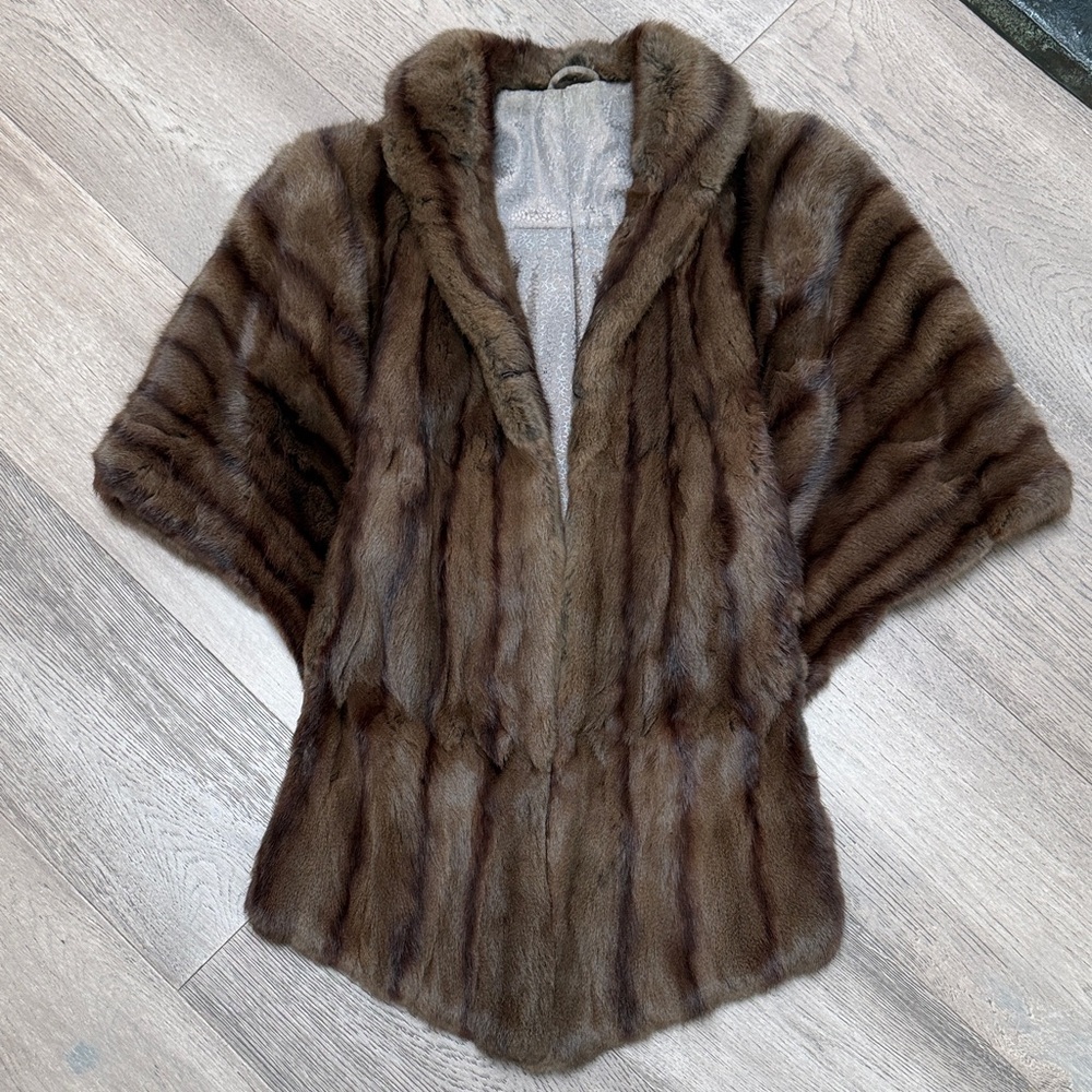 Luxurious Brown Fur Shawl - fits like a small